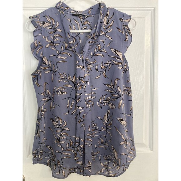 Papermoon Tops - Papermoon Womens Sleeveless Floral Print Blouse Ruffle Trim High-Low Hemline
